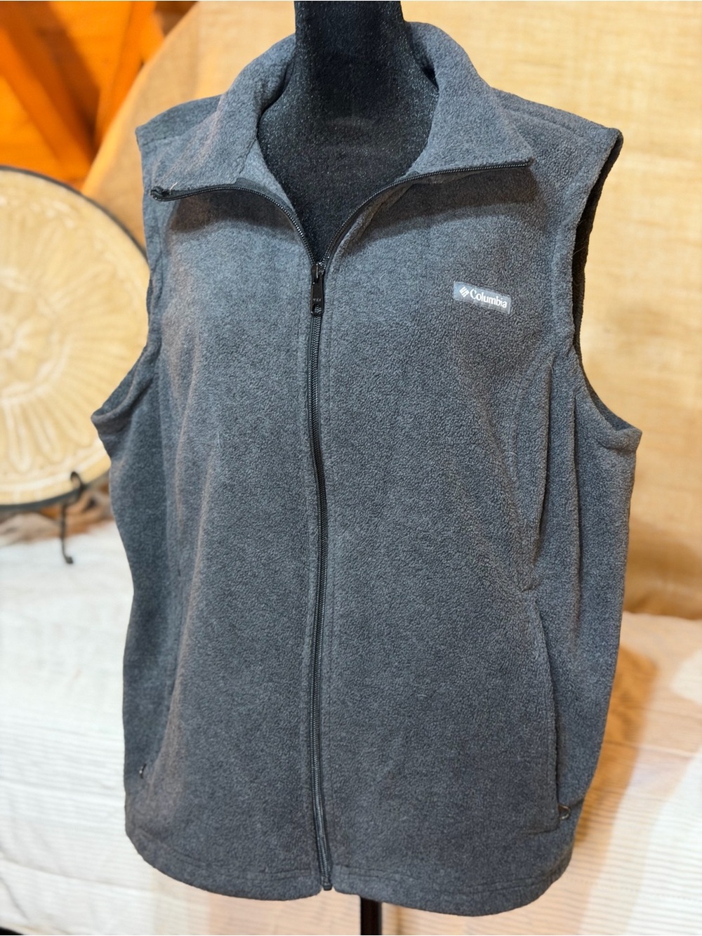 Columbia Dark Gray Full-Zip Fleece Vest